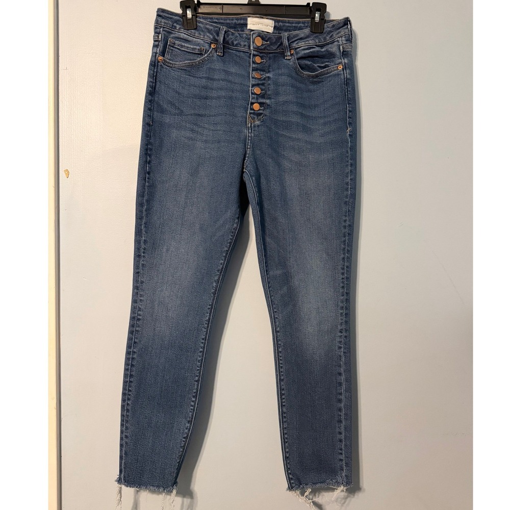 Dear John Olivia Skinny Jeans Size 31 Super High Rise Button Fly Raw Hem 2115